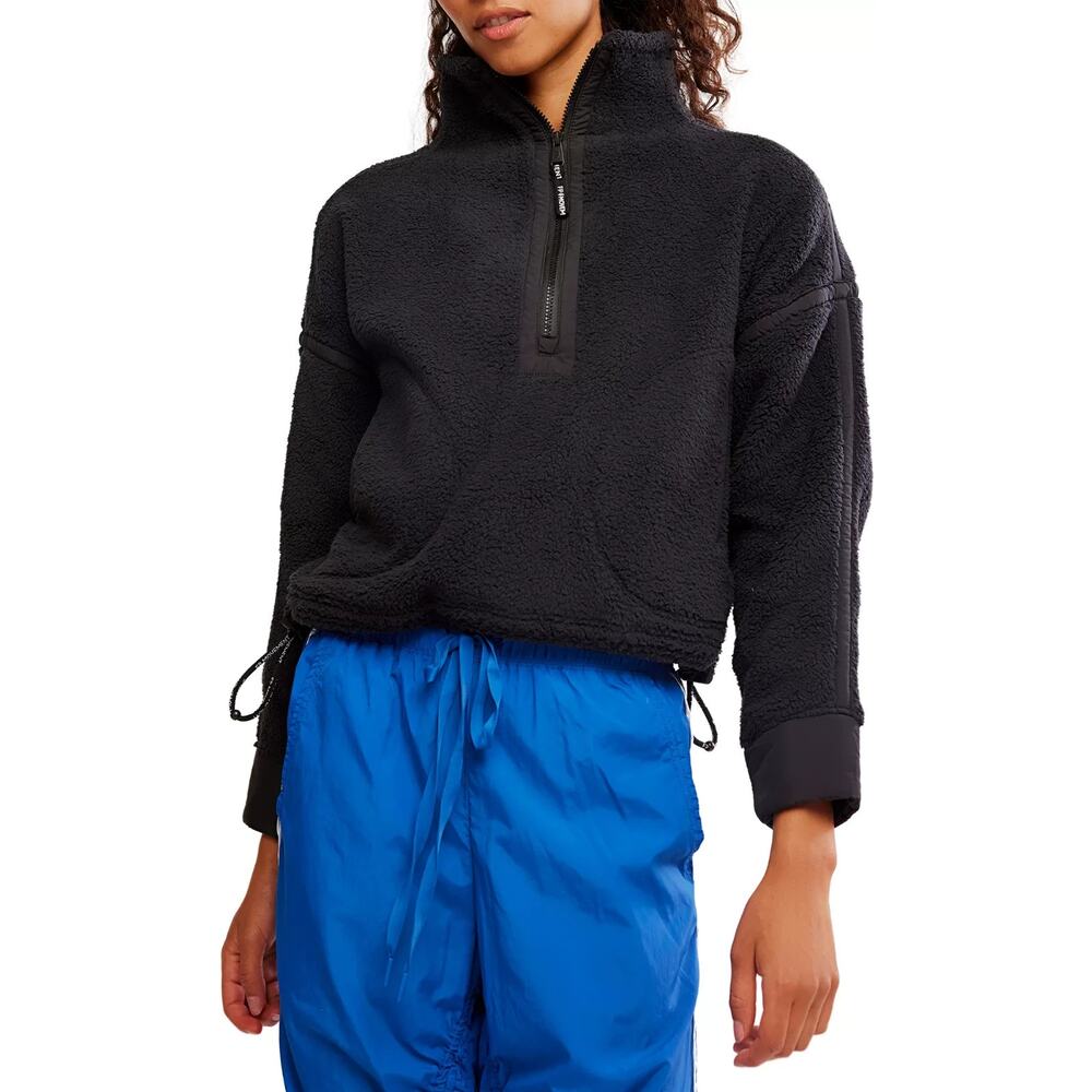 Free People Movement Mountain High Half Zip Fleece Jacket Size Medium Balck READ